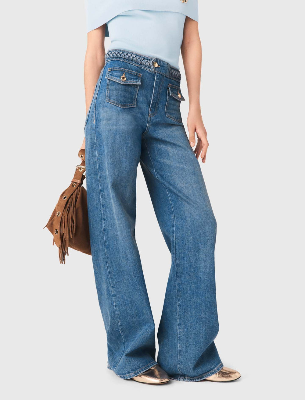 Maje Sale / Braided flared jeans