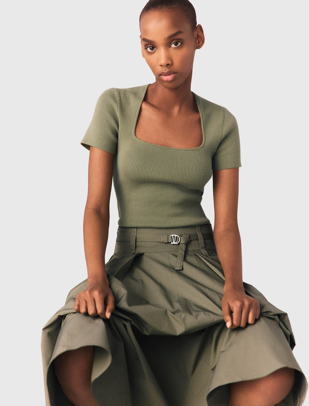 Maje On Sale / Square-neck ribbed sweater