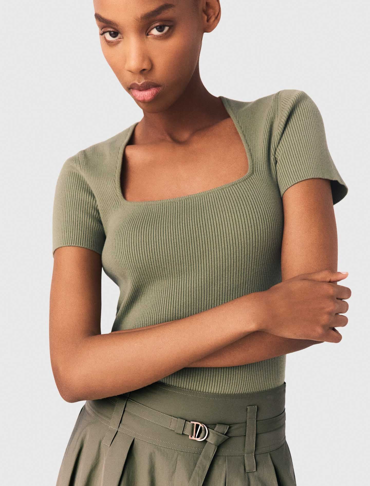 Maje On Sale / Square-neck ribbed sweater