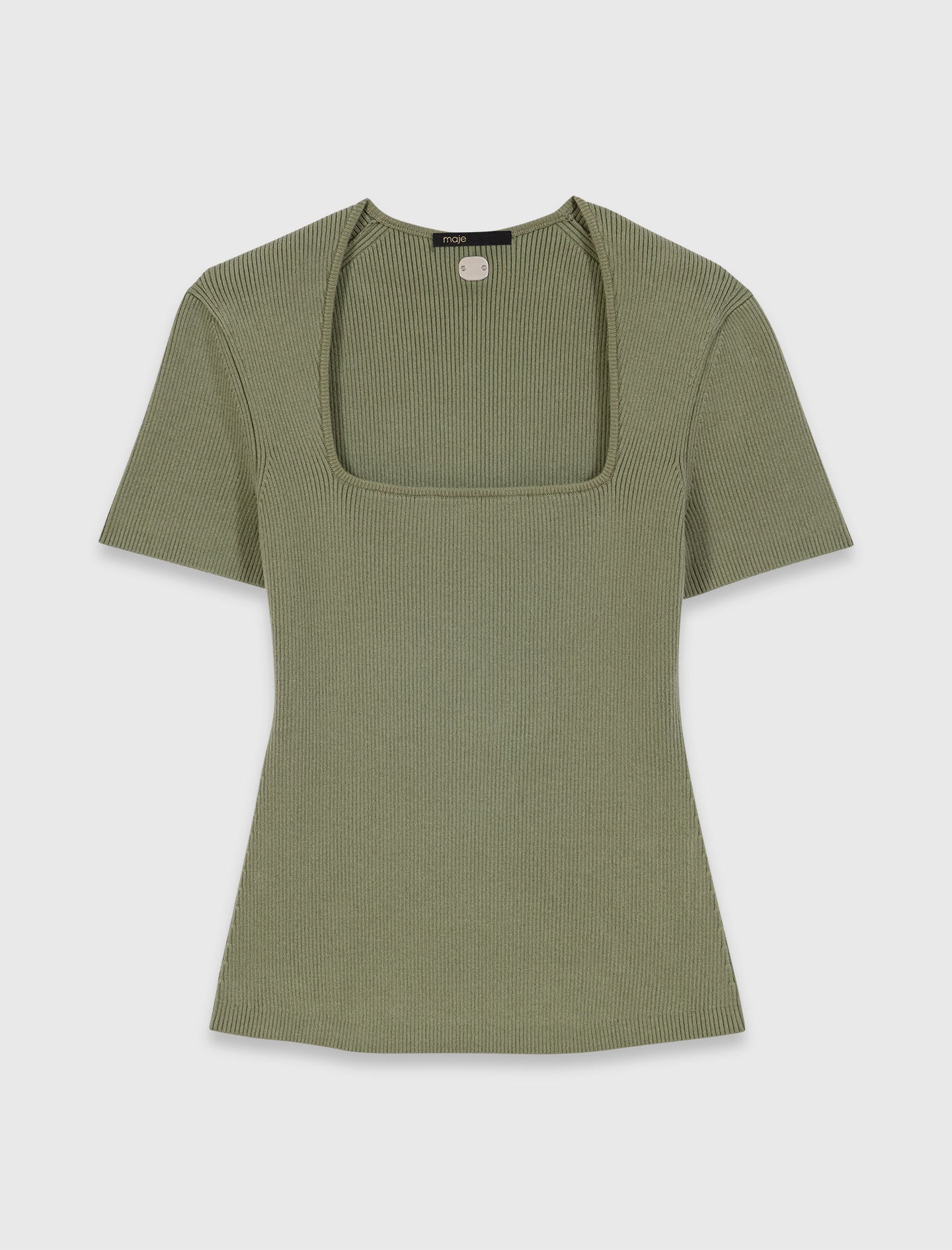 Maje On Sale / Square-neck ribbed sweater