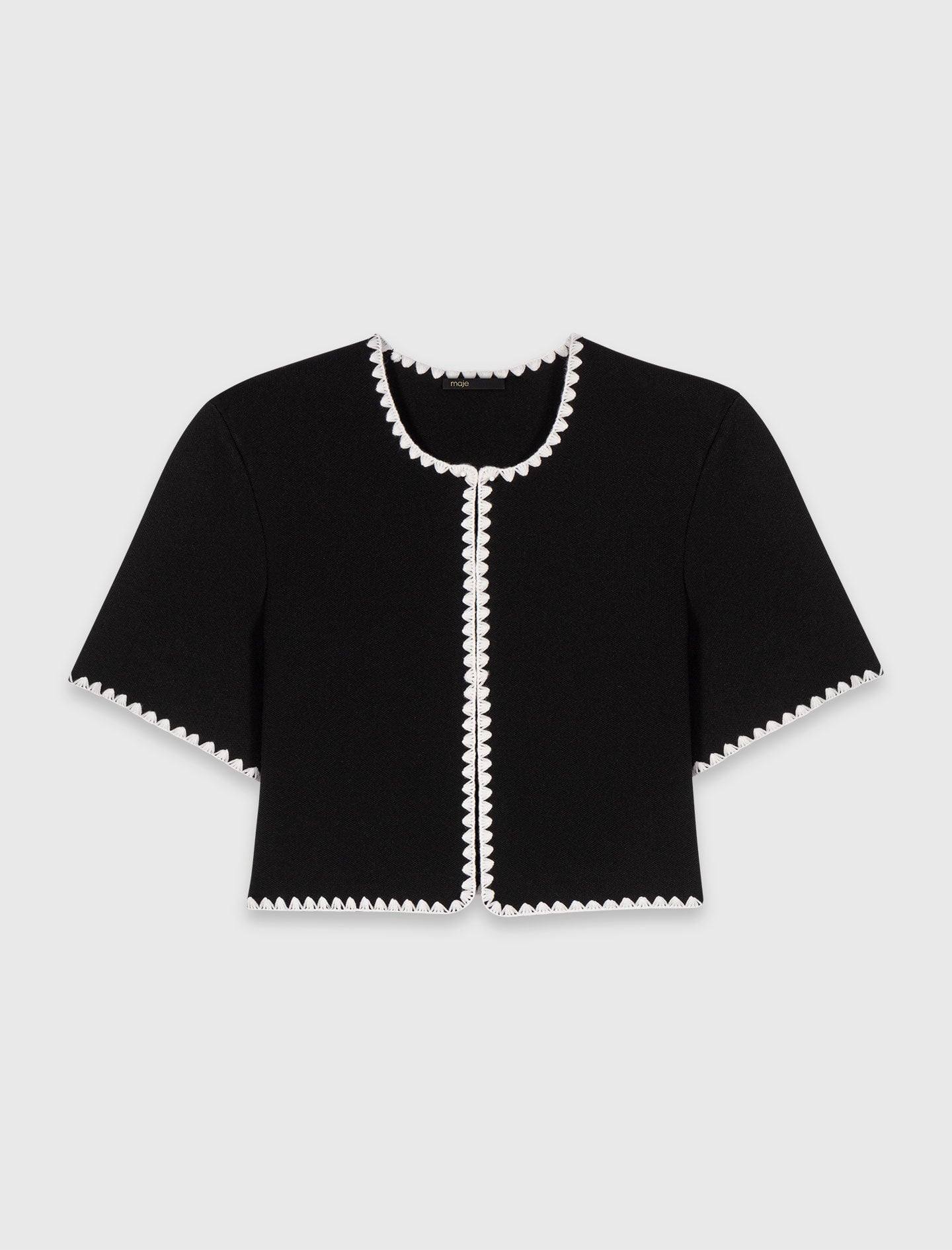 Maje New / Topstitched cropped cardigan