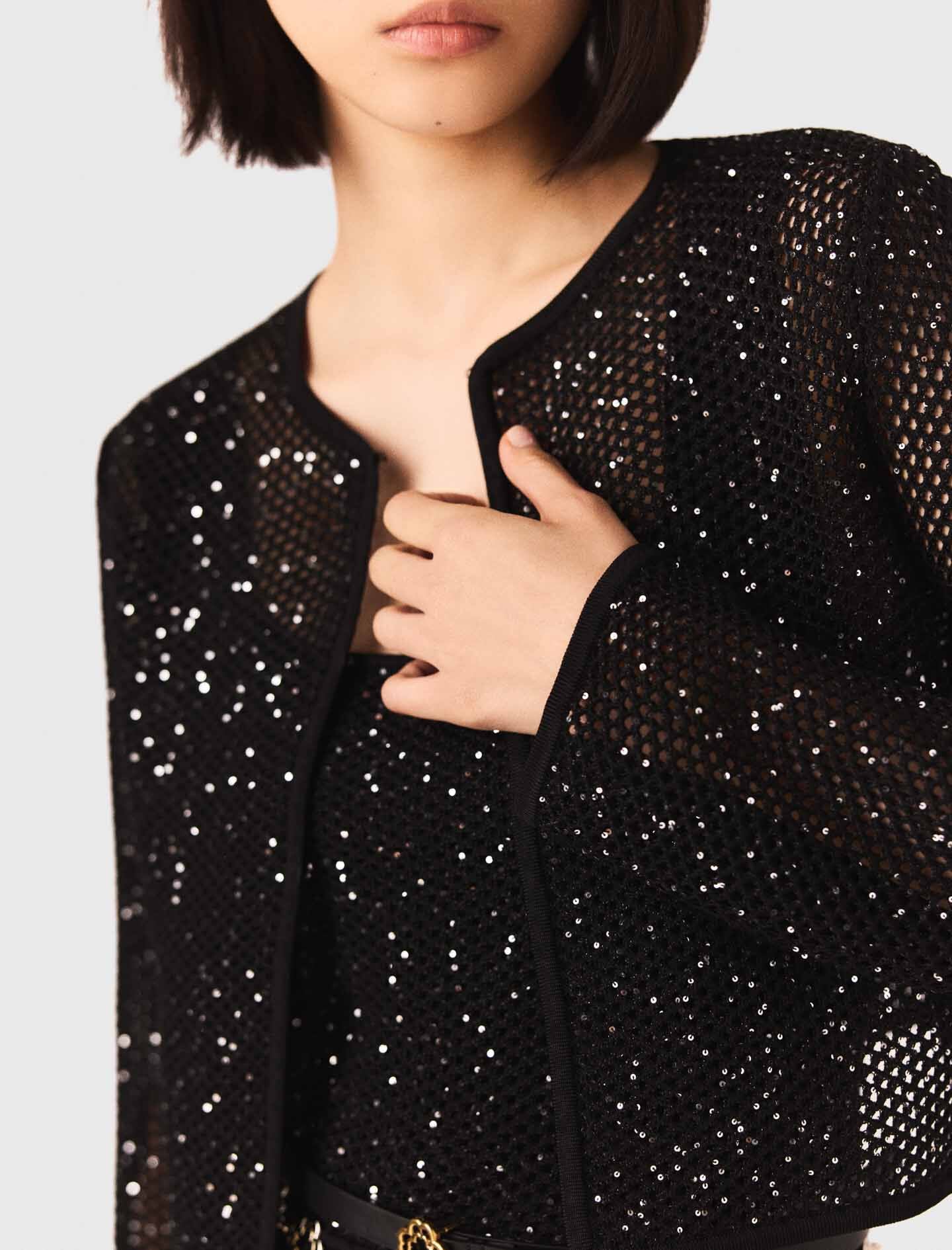 Maje Discount / Rhinestone knit cardigan