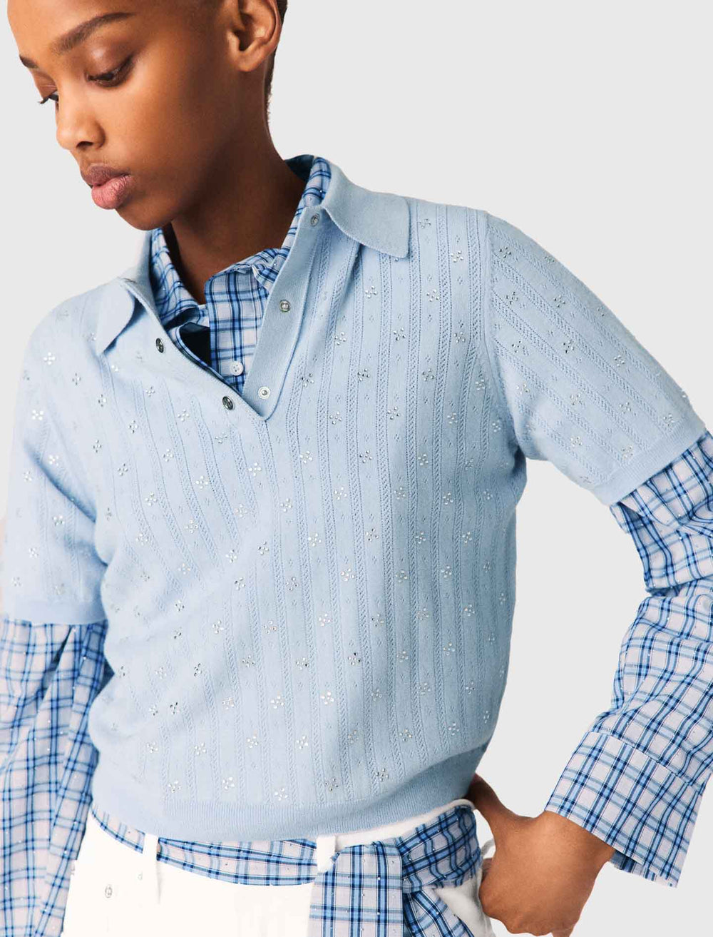 Maje On Sale / Cropped sweater with rhinestones