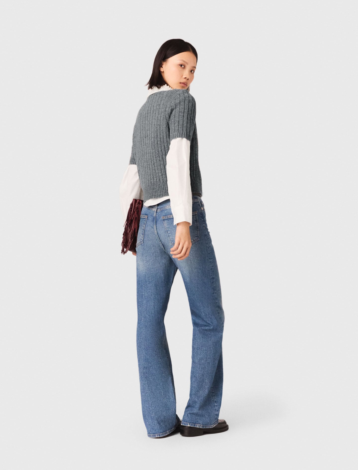 Maje Outlet / Removable beaded collar sweater