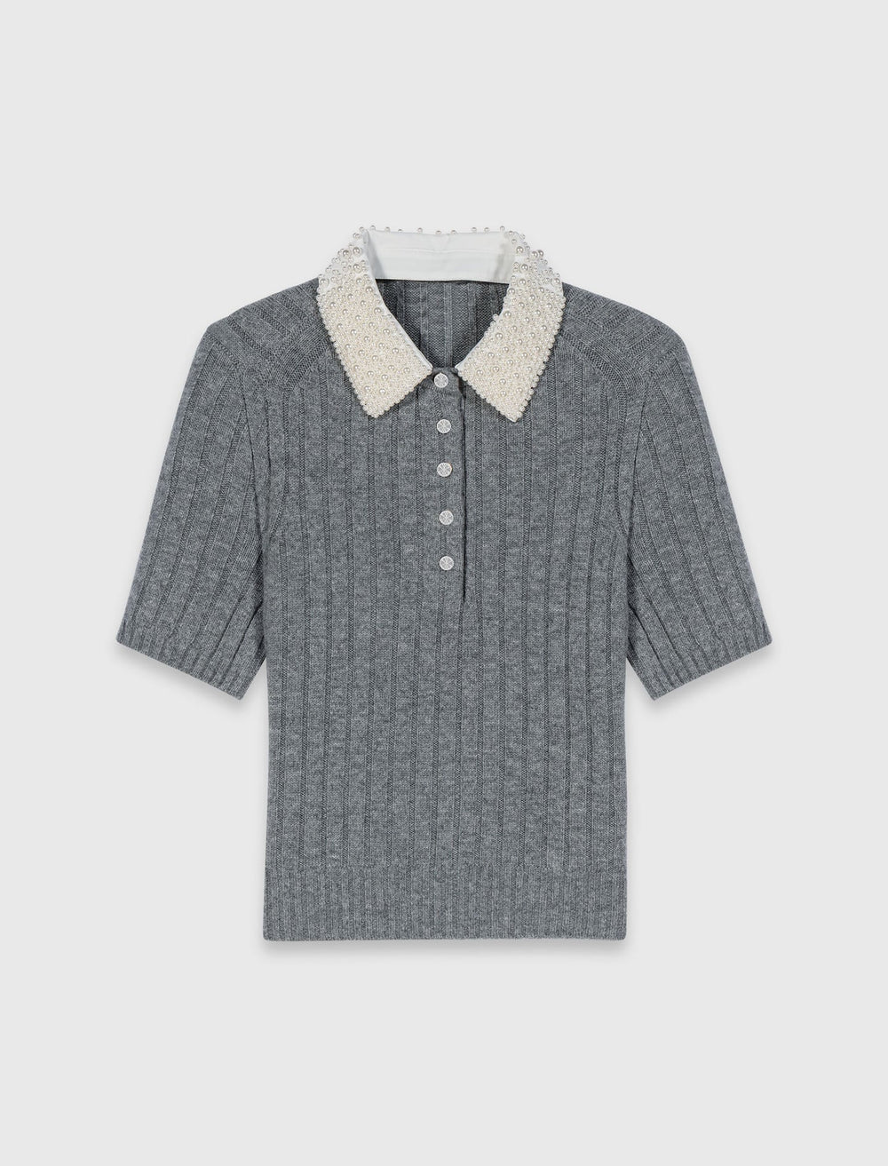 Maje Outlet / Removable beaded collar sweater