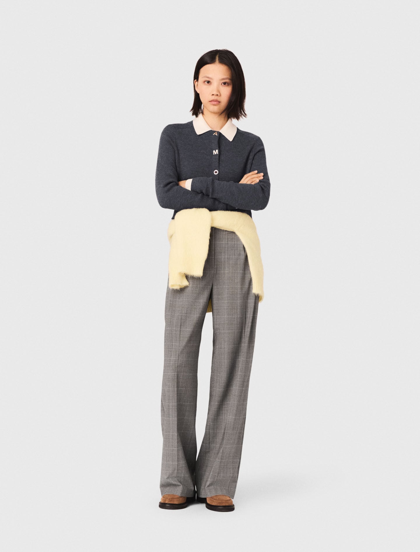 Maje New / Amour round-neck rib knit cardigan