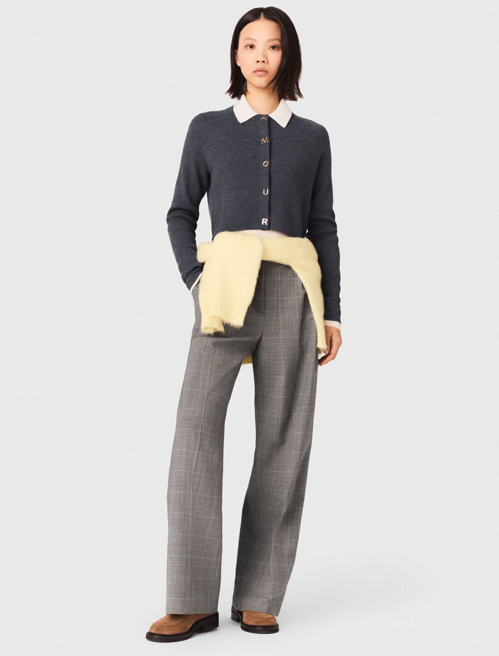 Maje New / Amour round-neck rib knit cardigan