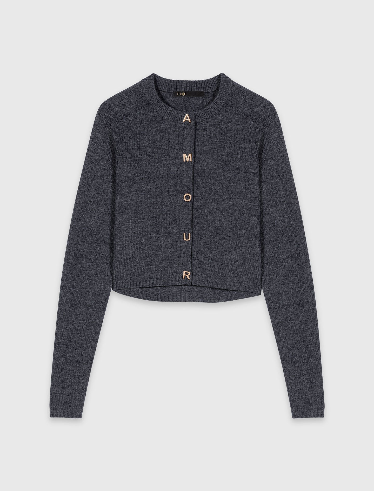 Maje New / Amour round-neck rib knit cardigan