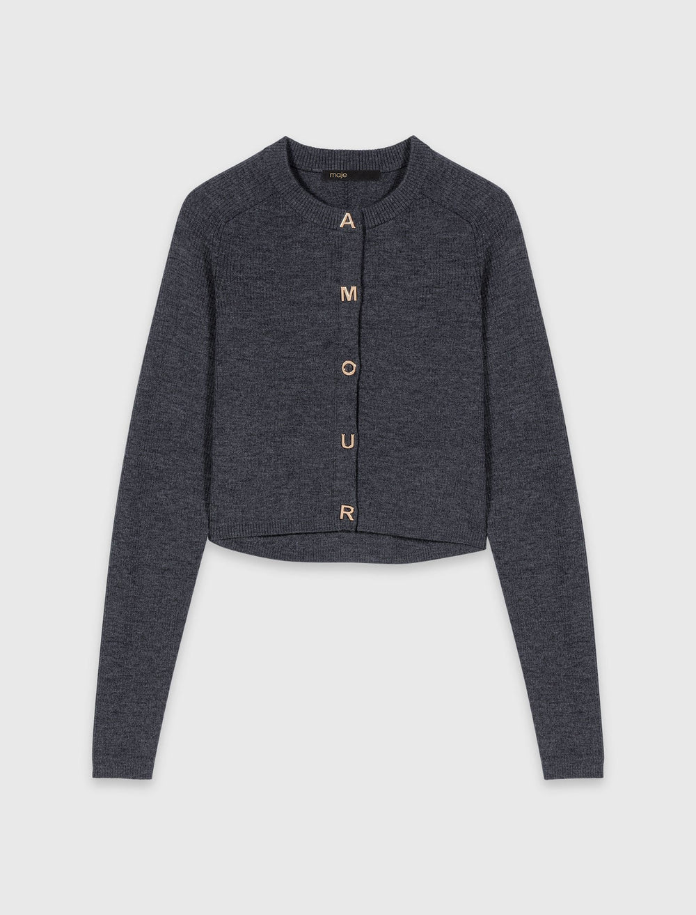 Maje New / Amour round-neck rib knit cardigan