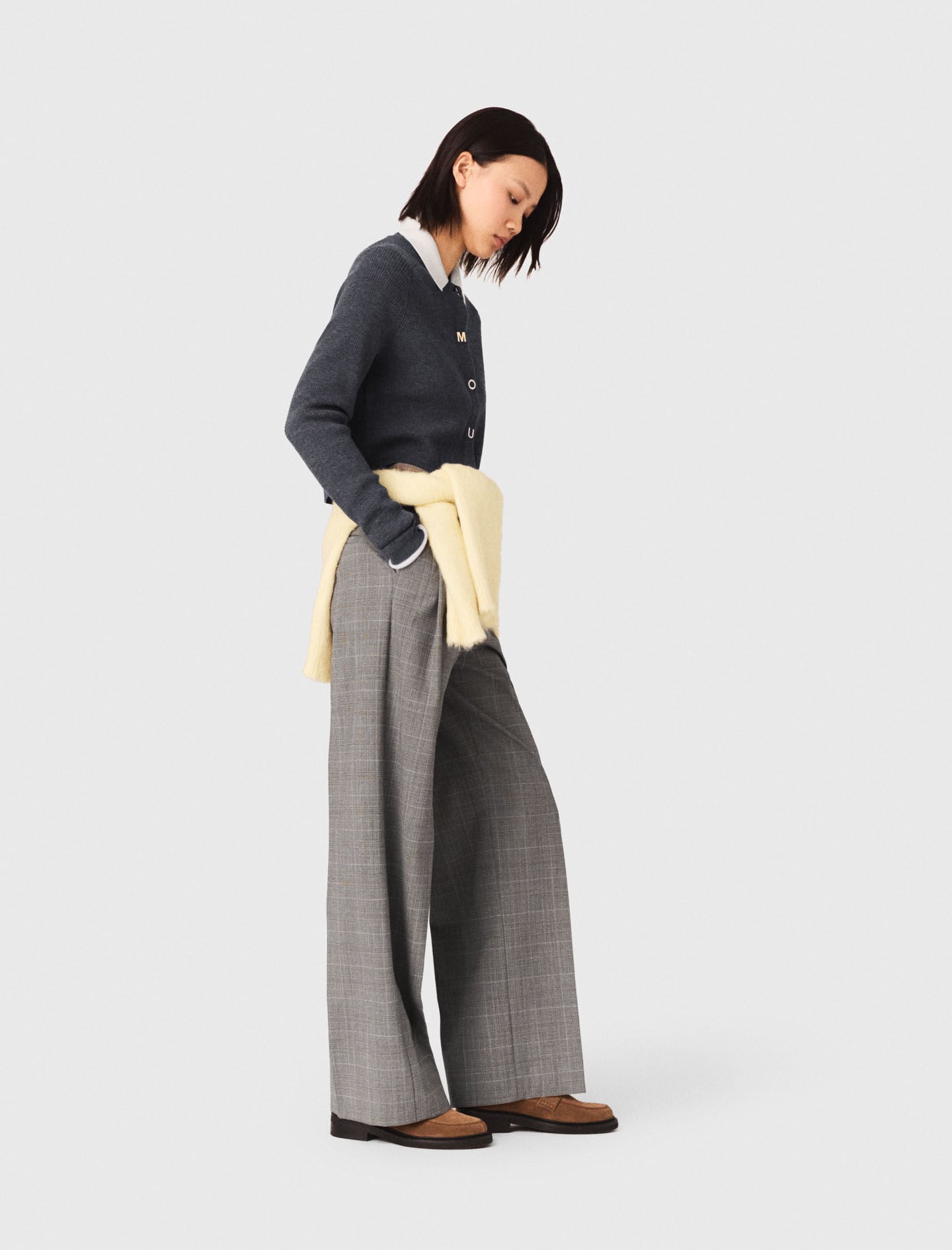 Maje New / Amour round-neck rib knit cardigan