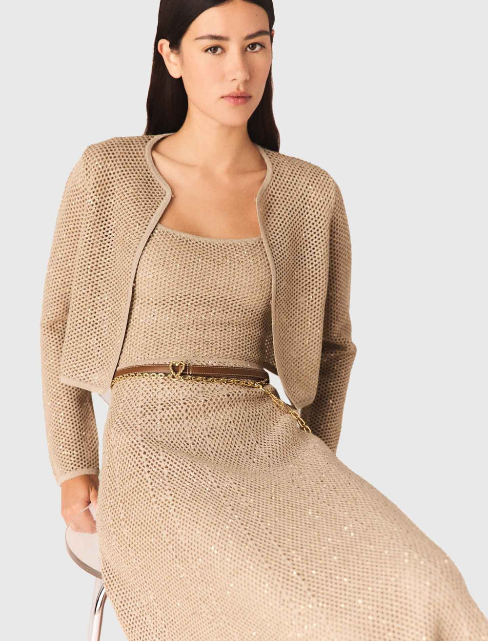 Maje Online / Rhinestone knit cardigan