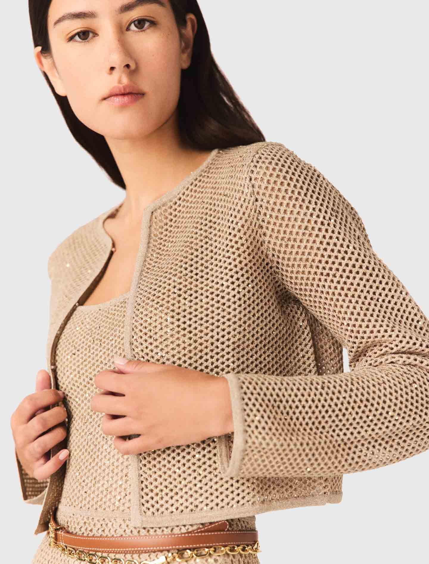 Maje Online / Rhinestone knit cardigan