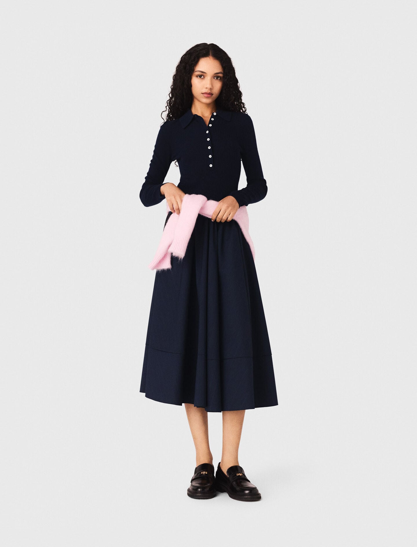 Maje Shop / Polo collar ribbed sweater
