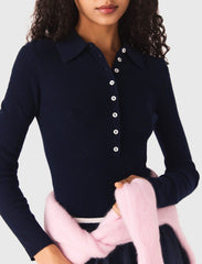 Maje Shop / Polo collar ribbed sweater