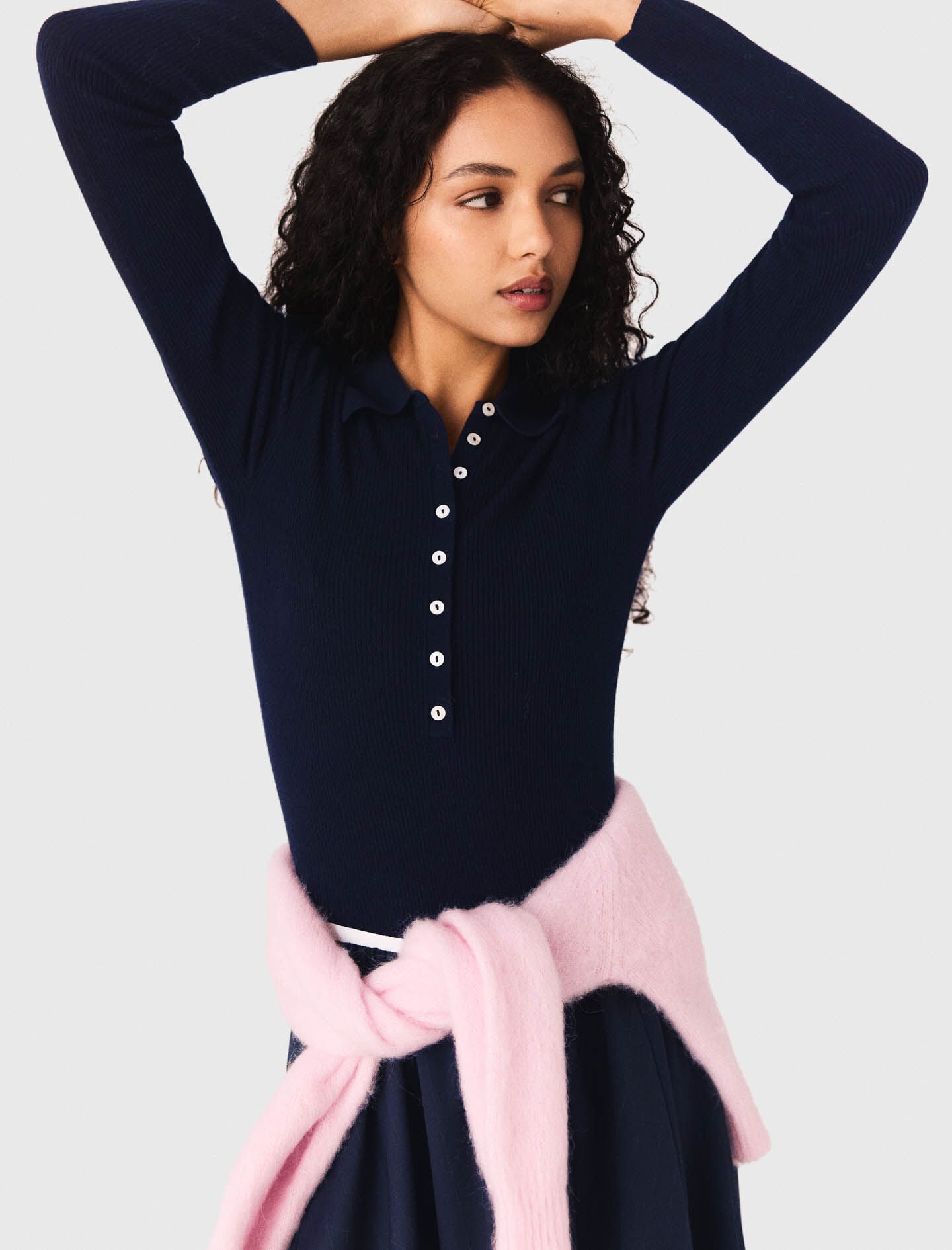 Maje Shop / Polo collar ribbed sweater