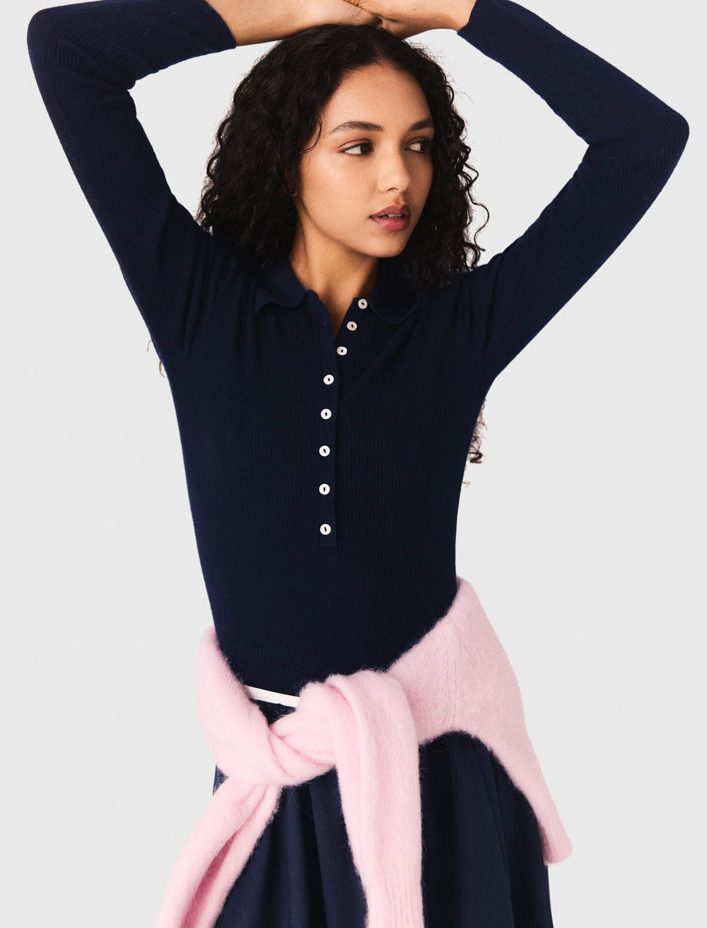 Maje Shop / Polo collar ribbed sweater