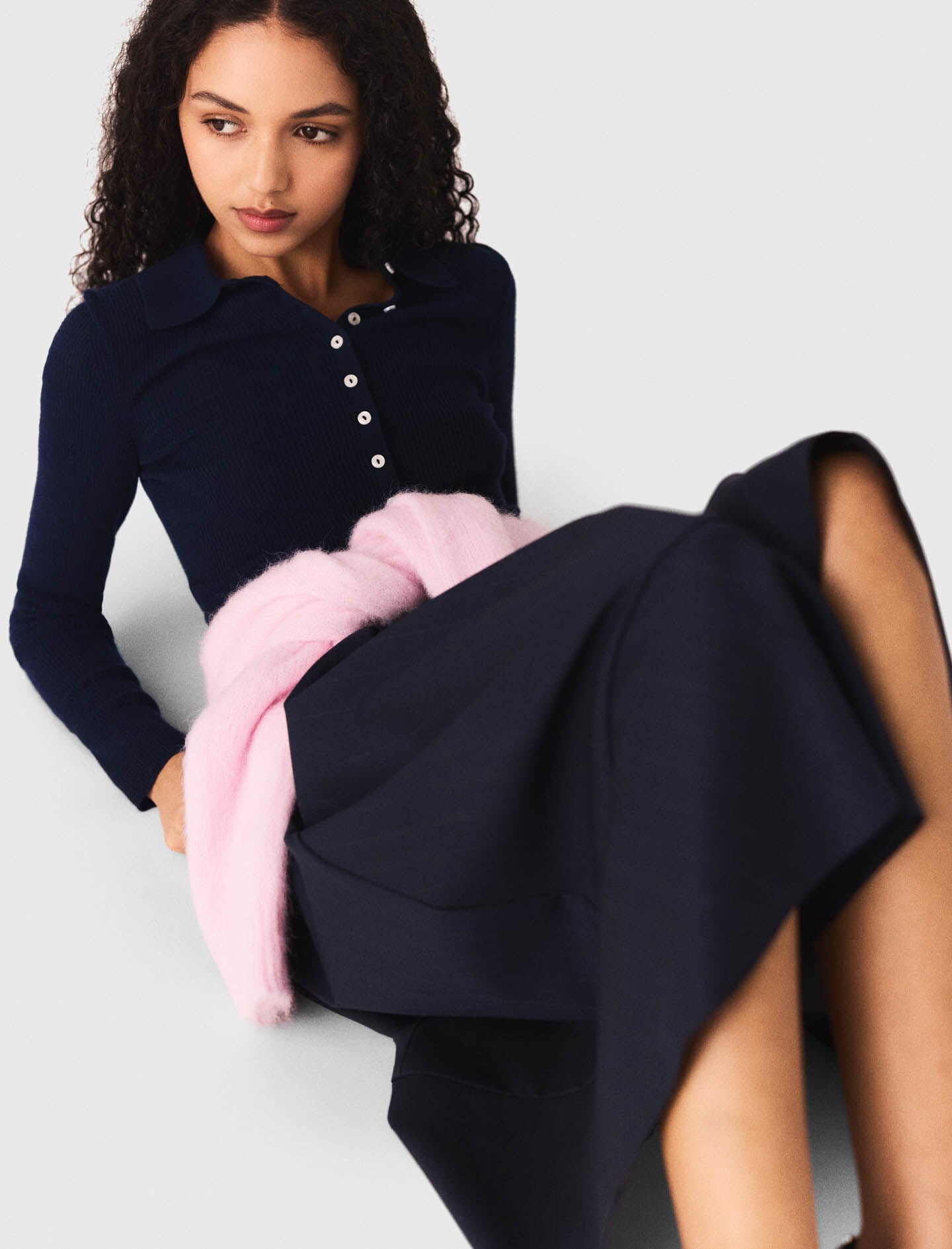 Maje Shop / Polo collar ribbed sweater