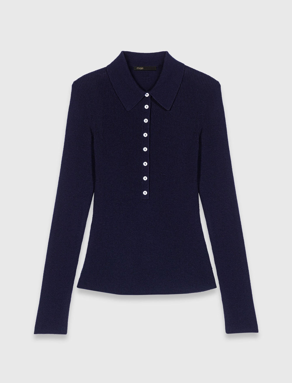 Maje Shop / Polo collar ribbed sweater