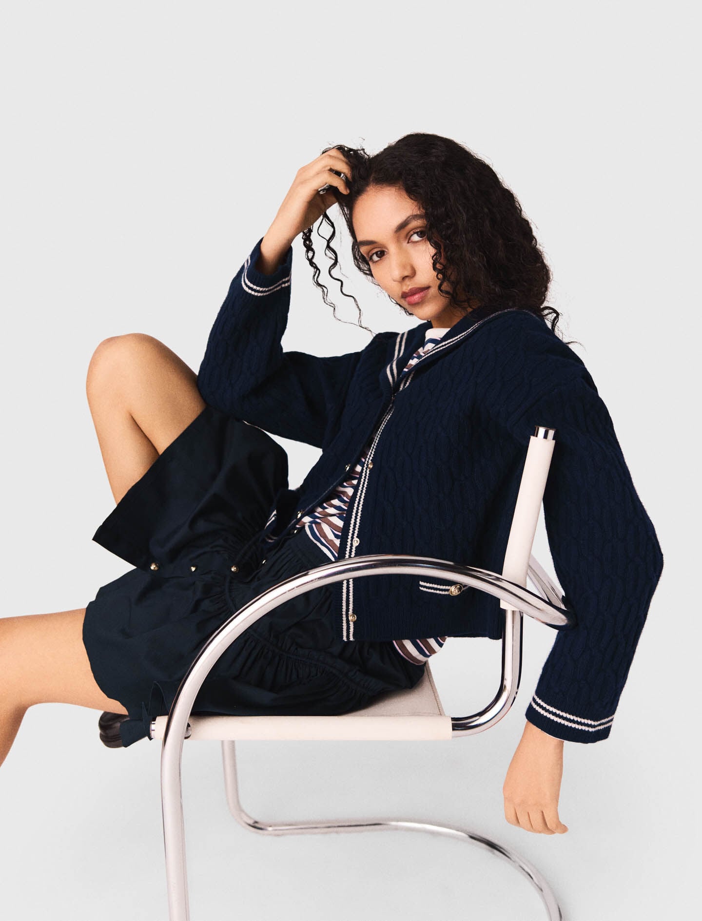 Maje Sale / Boat neck cable-knit cardigan