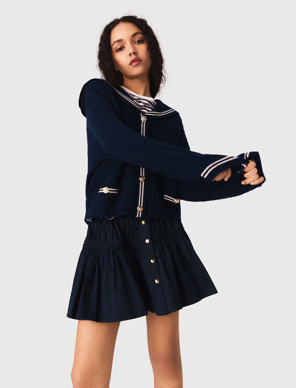 Maje Sale / Boat neck cable-knit cardigan
