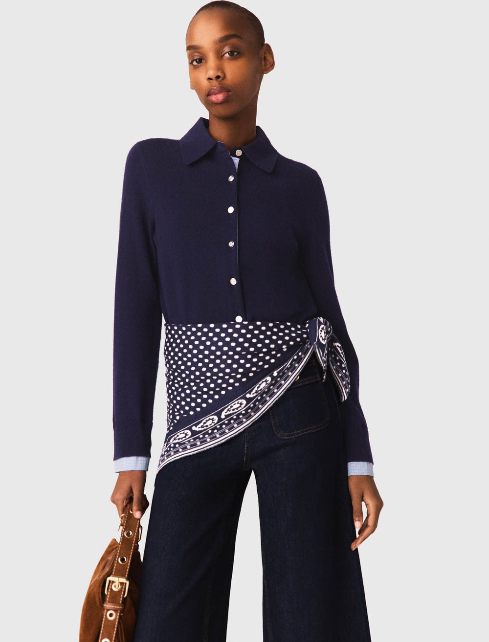 Maje On Sale / Polo cardigan with removable trims