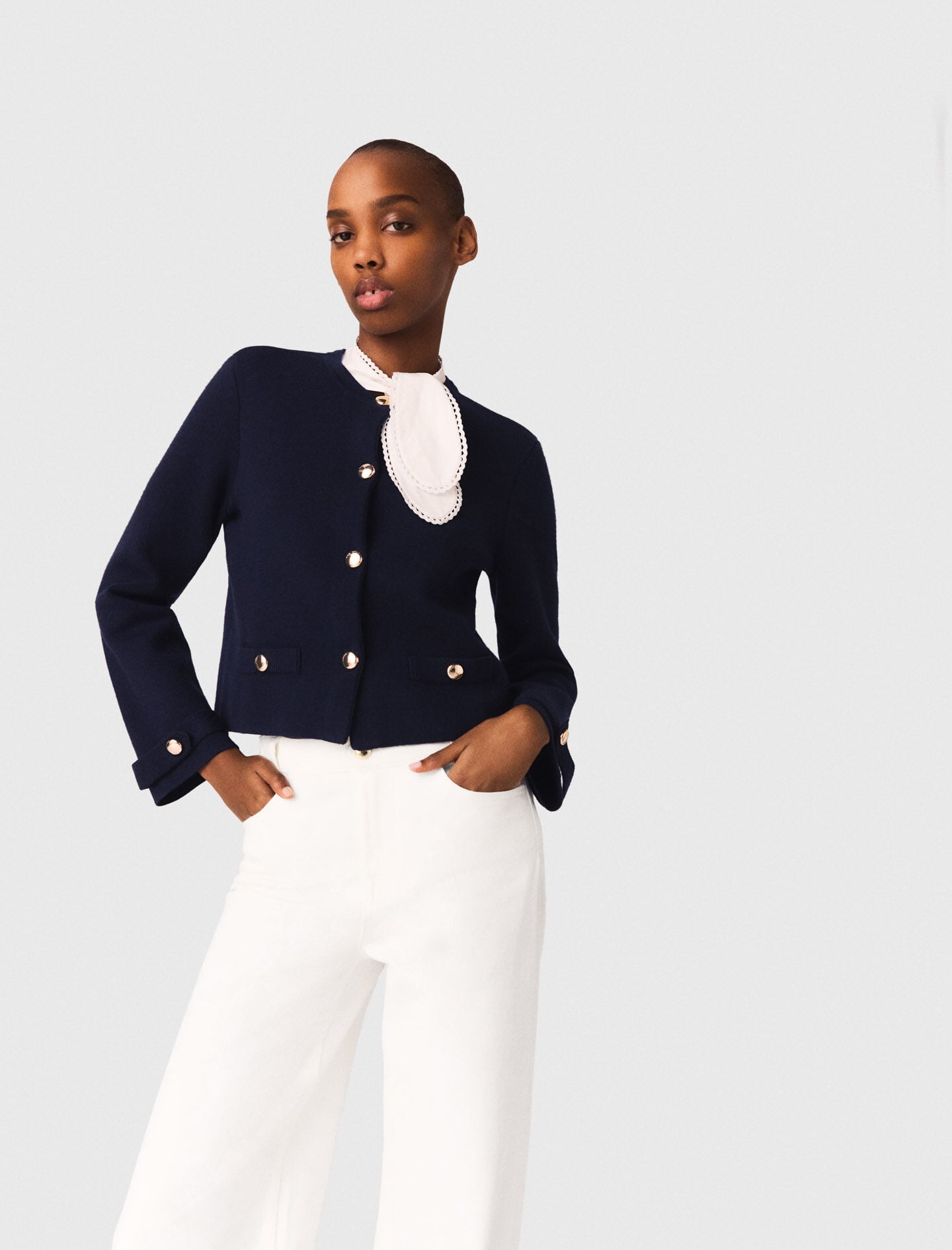 Maje Outlet / Cardigan with embroidered collar