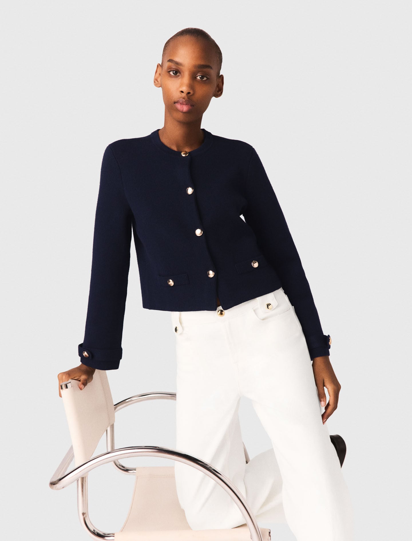 Maje Outlet / Cardigan with embroidered collar