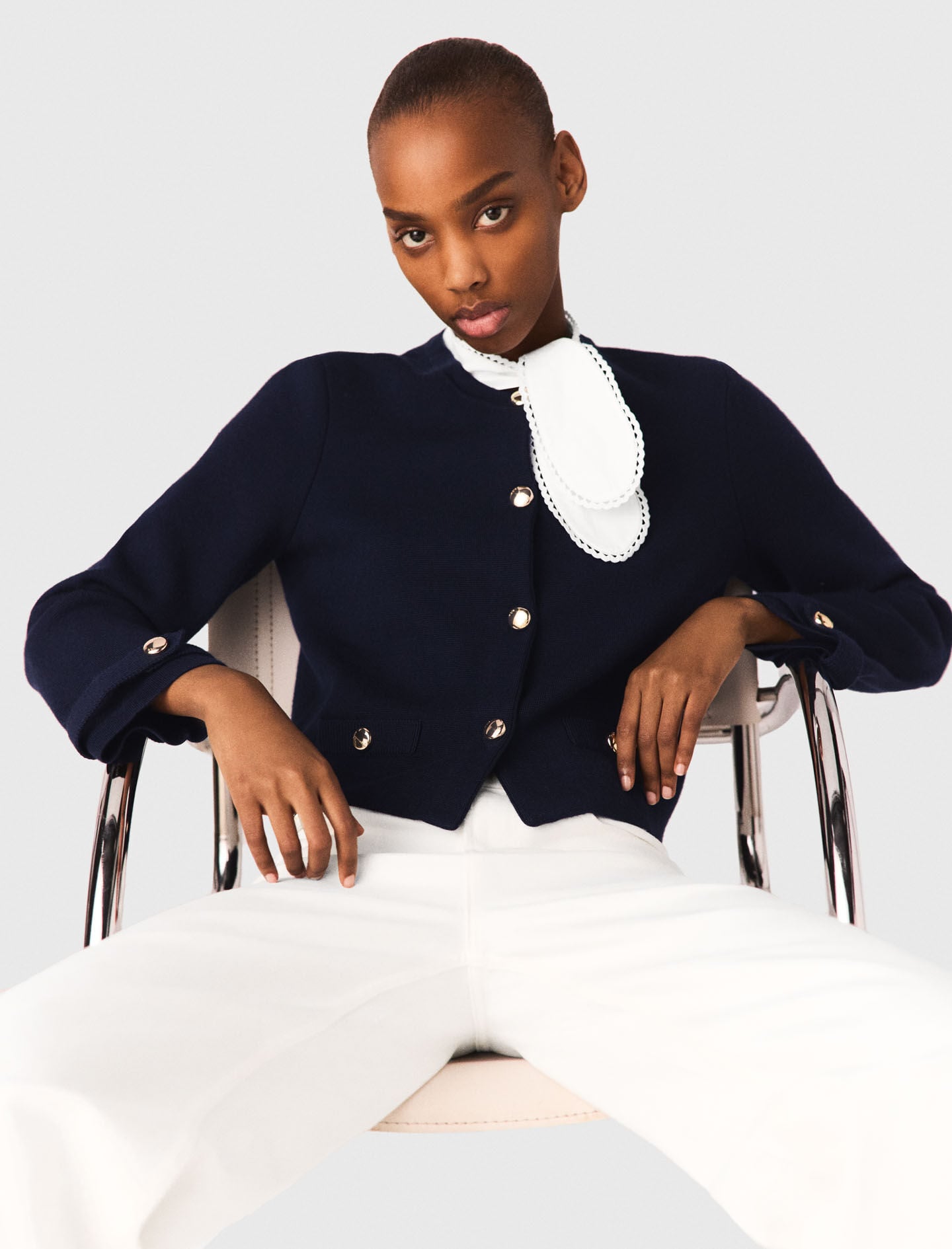 Maje Outlet / Cardigan with embroidered collar