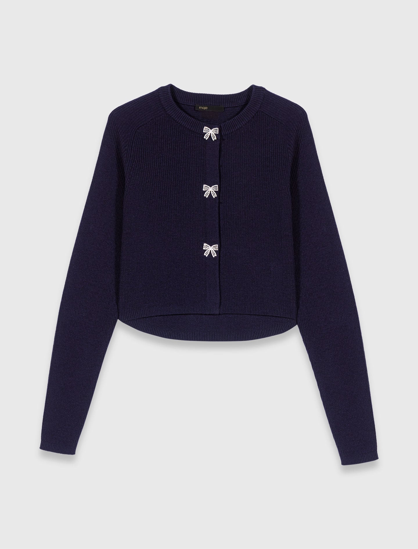 Maje New / Jewelled bow-button cardigan