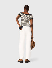 Maje Discount / Rib knit top with boat neck
