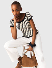 Maje Discount / Rib knit top with boat neck