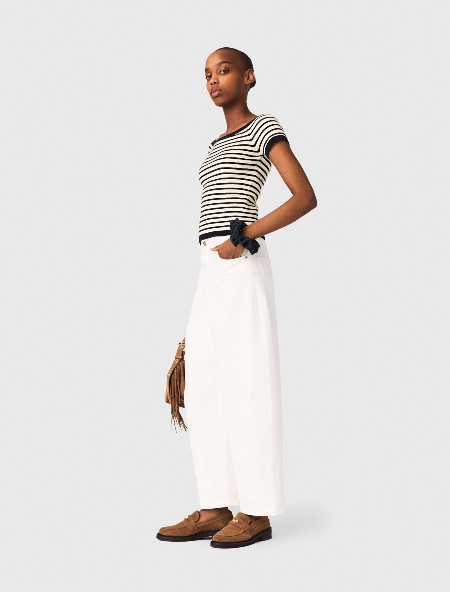 Maje Discount / Rib knit top with boat neck