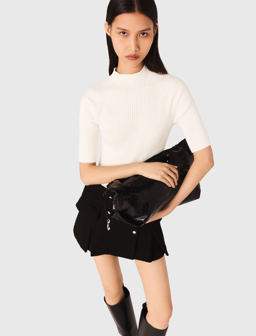 Maje New / Cotton and silk ribbed top