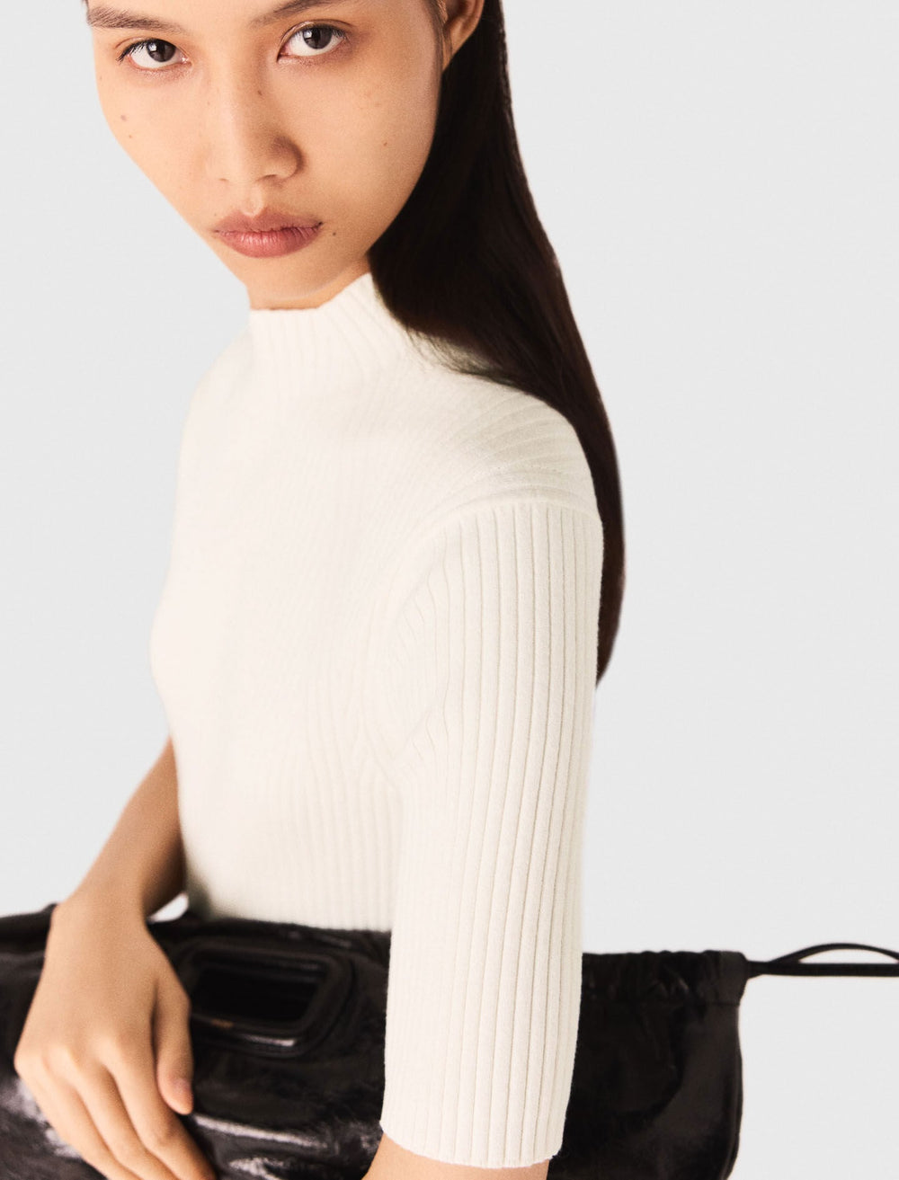Maje New / Cotton and silk ribbed top