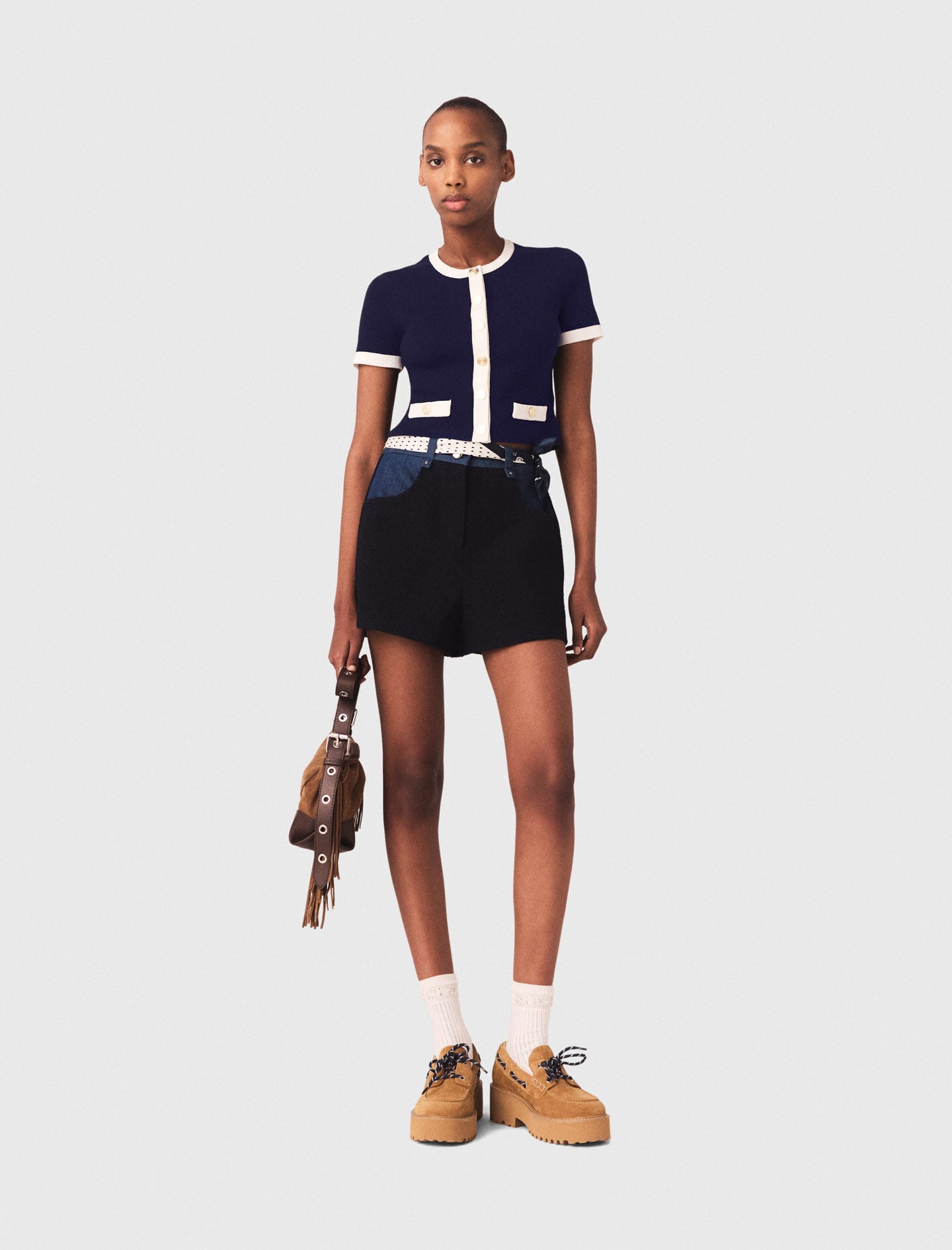 Maje Discount / Contrasting cropped cardigan