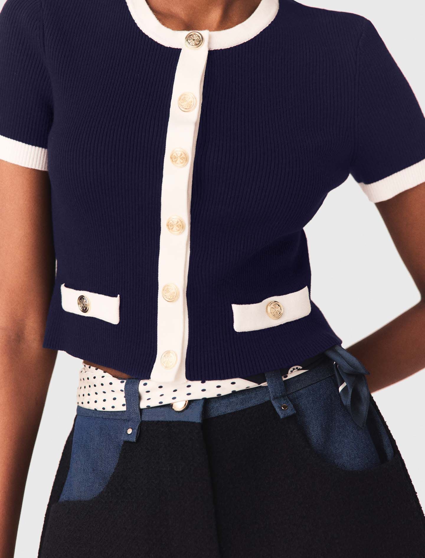Maje Discount / Contrasting cropped cardigan