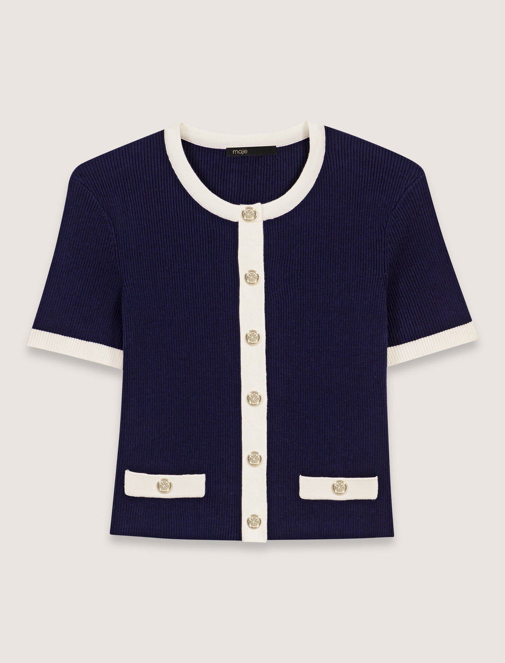 Maje Discount / Contrasting cropped cardigan
