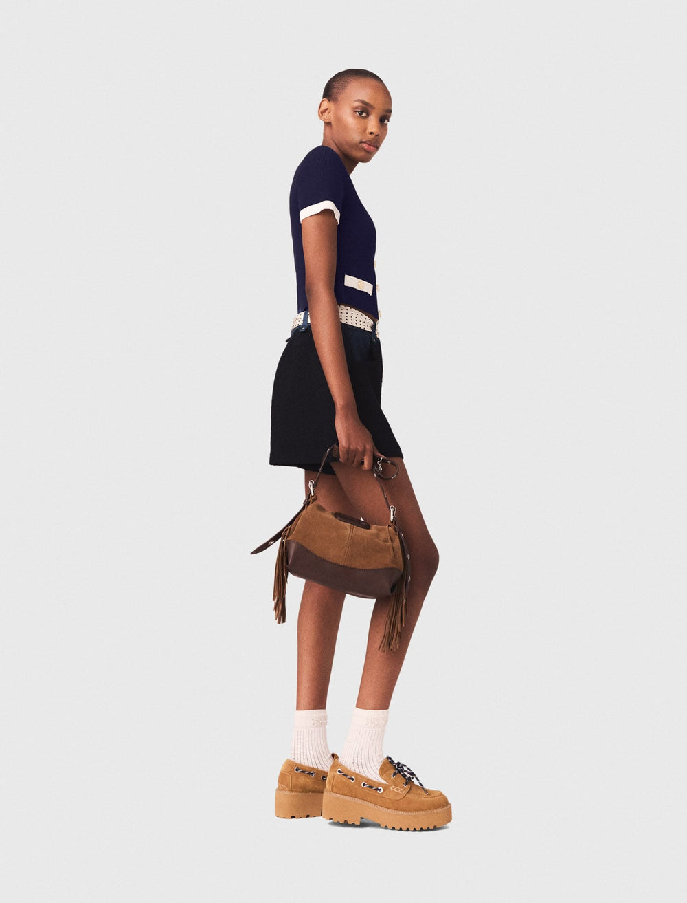 Maje Discount / Contrasting cropped cardigan