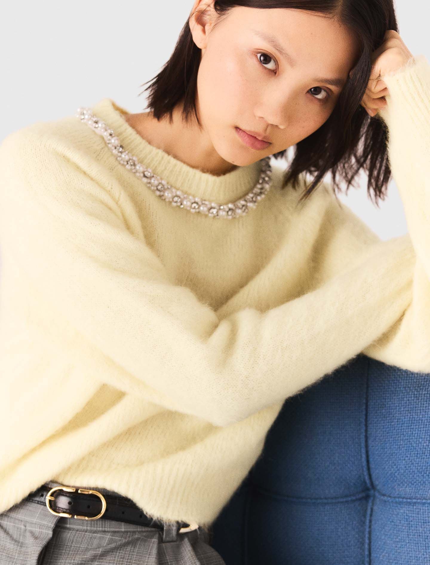 Maje Online / Removable jewel collar sweater