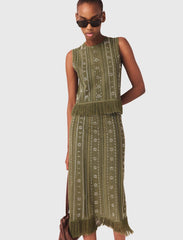 Maje Sale / Knit skirt with rhinestone flowers