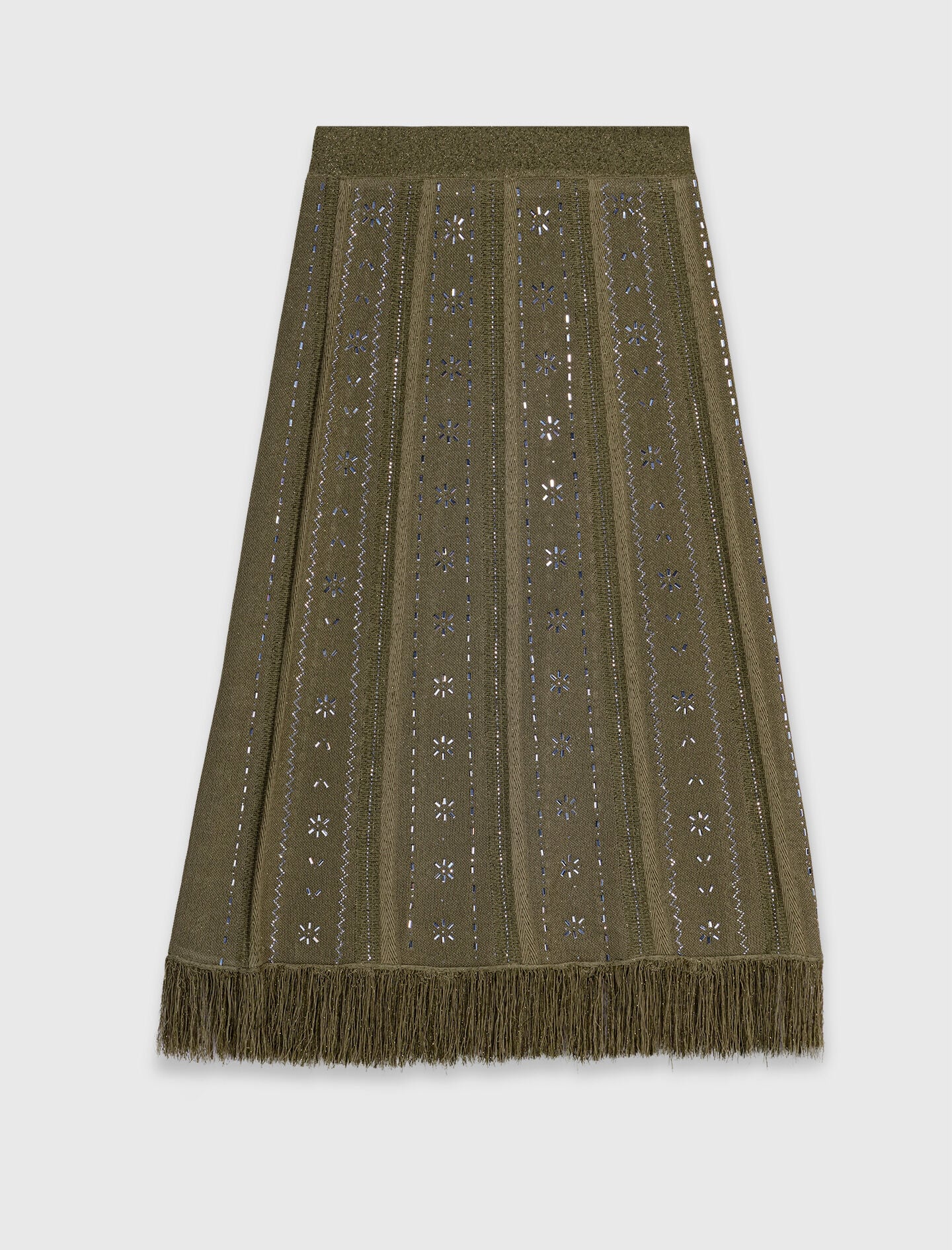 Maje Sale / Knit skirt with rhinestone flowers