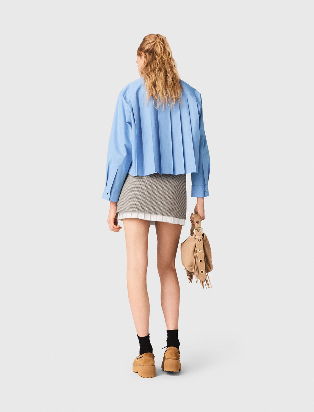 Maje Outlet / Pleated skirt with poplin details
