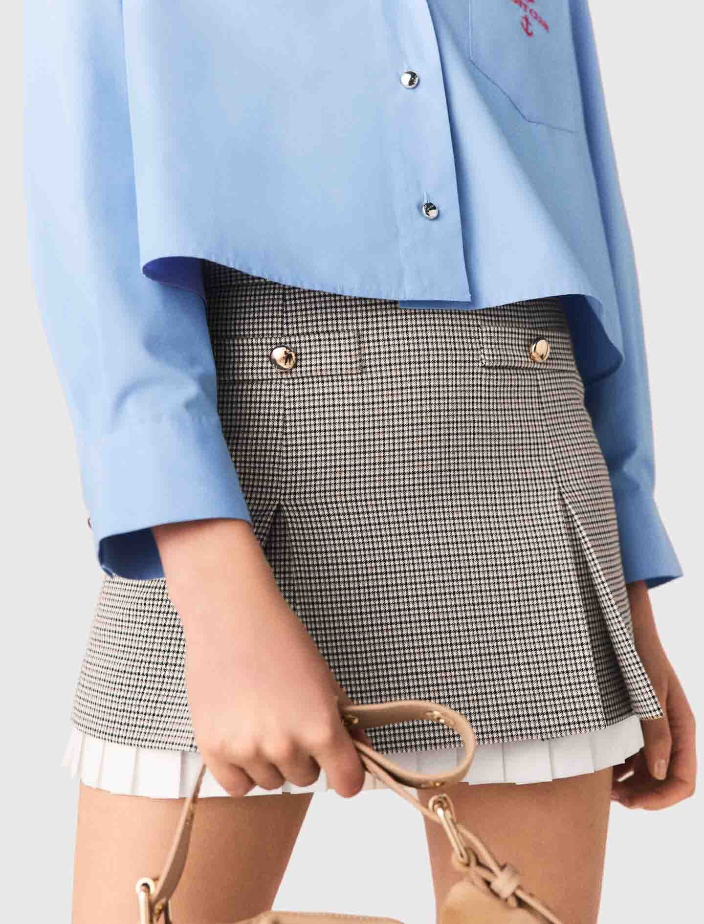 Maje Outlet / Pleated skirt with poplin details