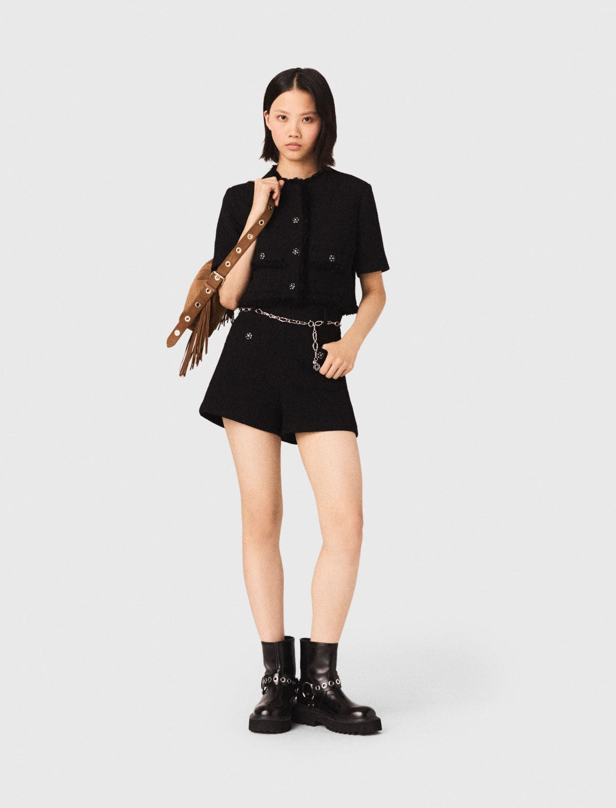 Maje New / Shiny tweed shorts