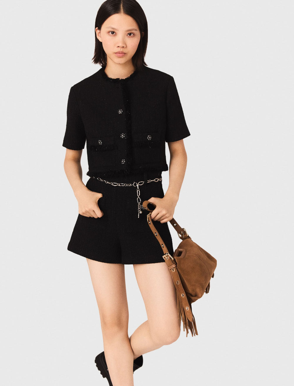 Maje New / Shiny tweed shorts