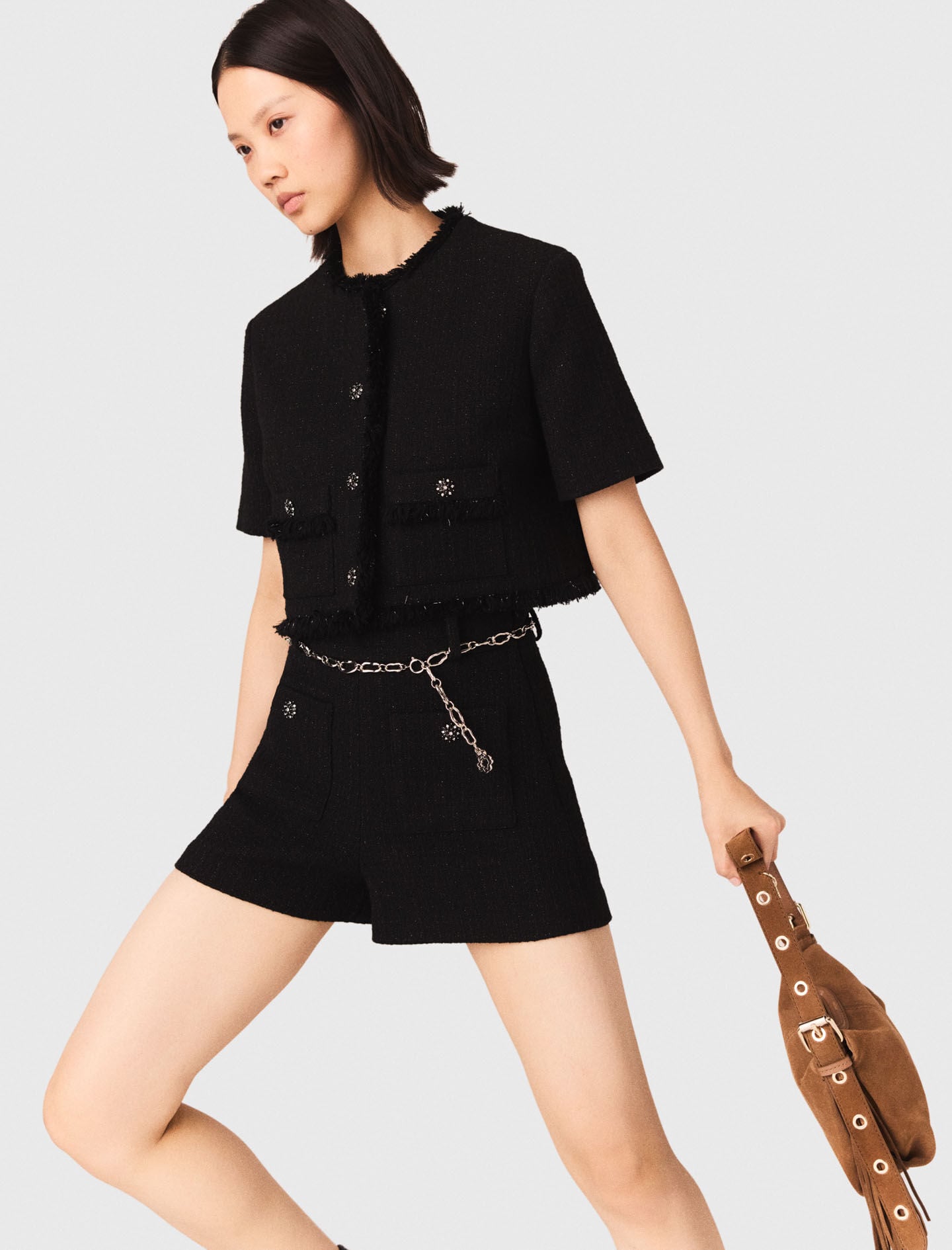 Maje New / Shiny tweed shorts