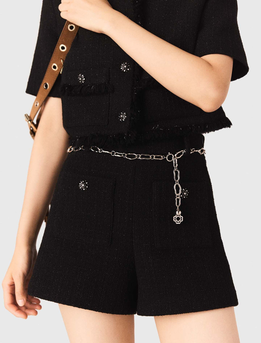 Maje New / Shiny tweed shorts