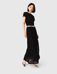 Maje Discount / Embroidered basket-weave knit skirt