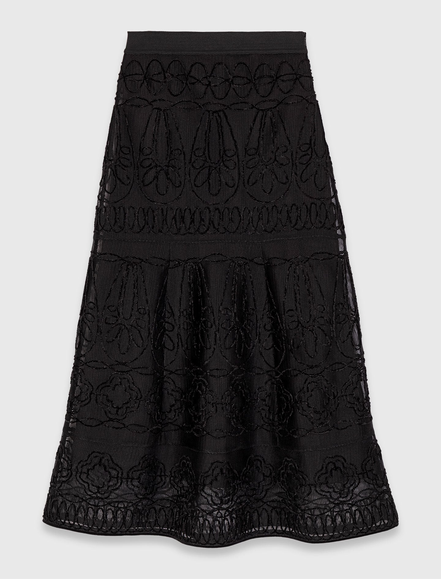 Maje Discount / Embroidered basket-weave knit skirt