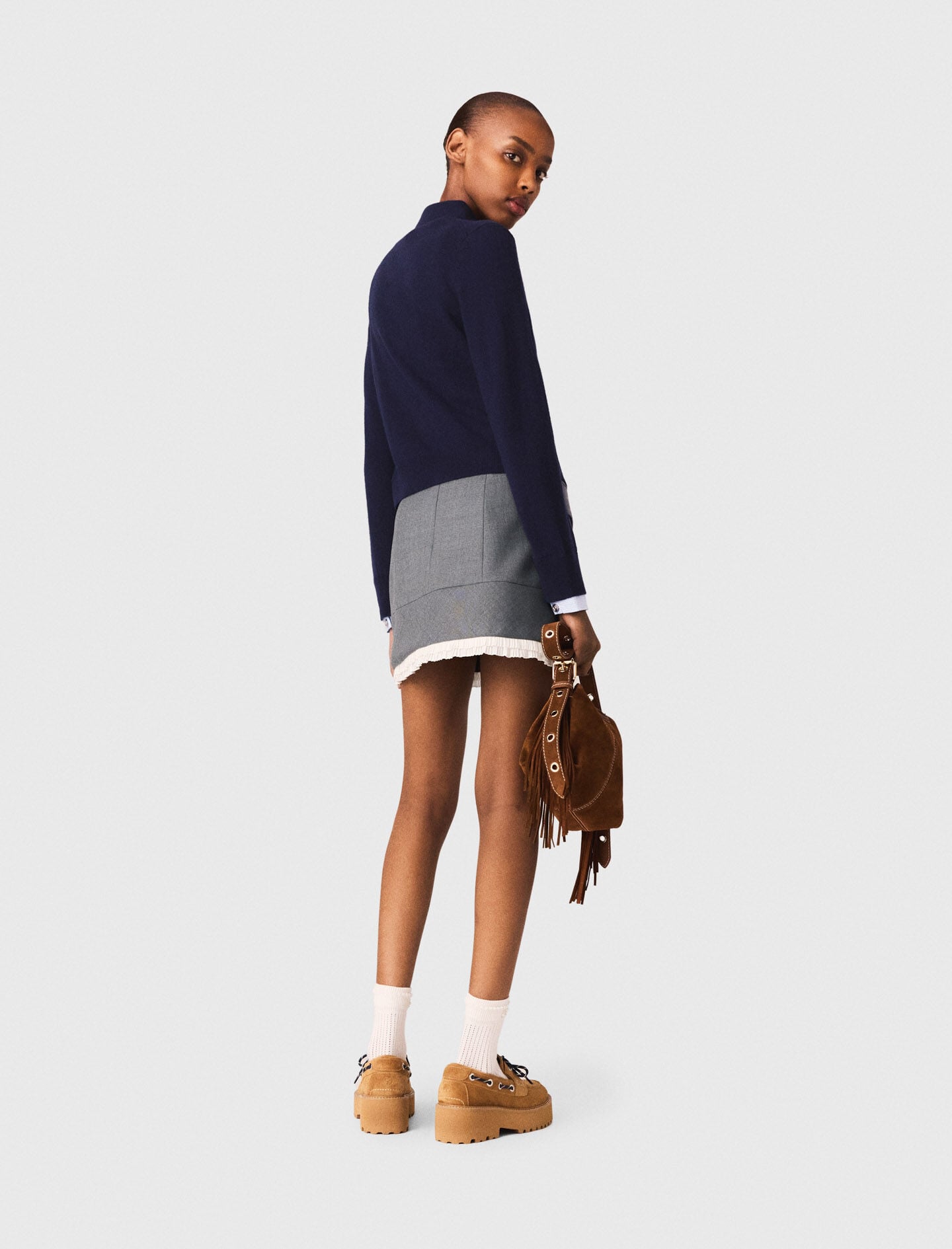 Maje Online / A-line poplin skirt with ruffle